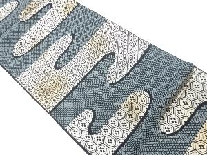 リサイクル ヱ霞に亀甲・菱模様織出し全通袋帯